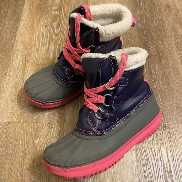 Gymboree kids girls winter snow Boots waterproof duck rain boots faux fur shoe 4 - Picture 1 of 6